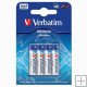 Verbatim AAA 1,5V alkalické mikrotužkové baterie 4ks Verbatim AAA 1,5V alkalické mikrotužkové baterie 4ks